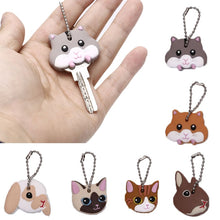 Load image into Gallery viewer, Lovely Animals Shape Key Ring Silicone Cap Head Cover Key Case Shell Keychain Jewelry Gift